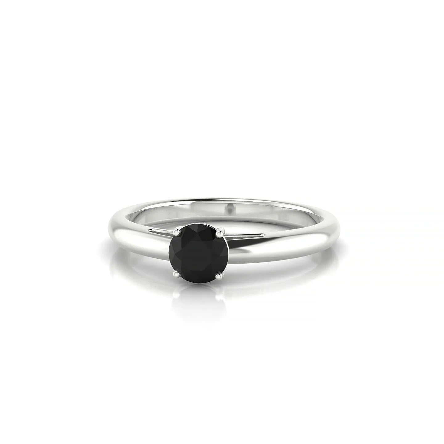 Treasure | 18k White Gold 4.5 mm Round Black Diamond Ring