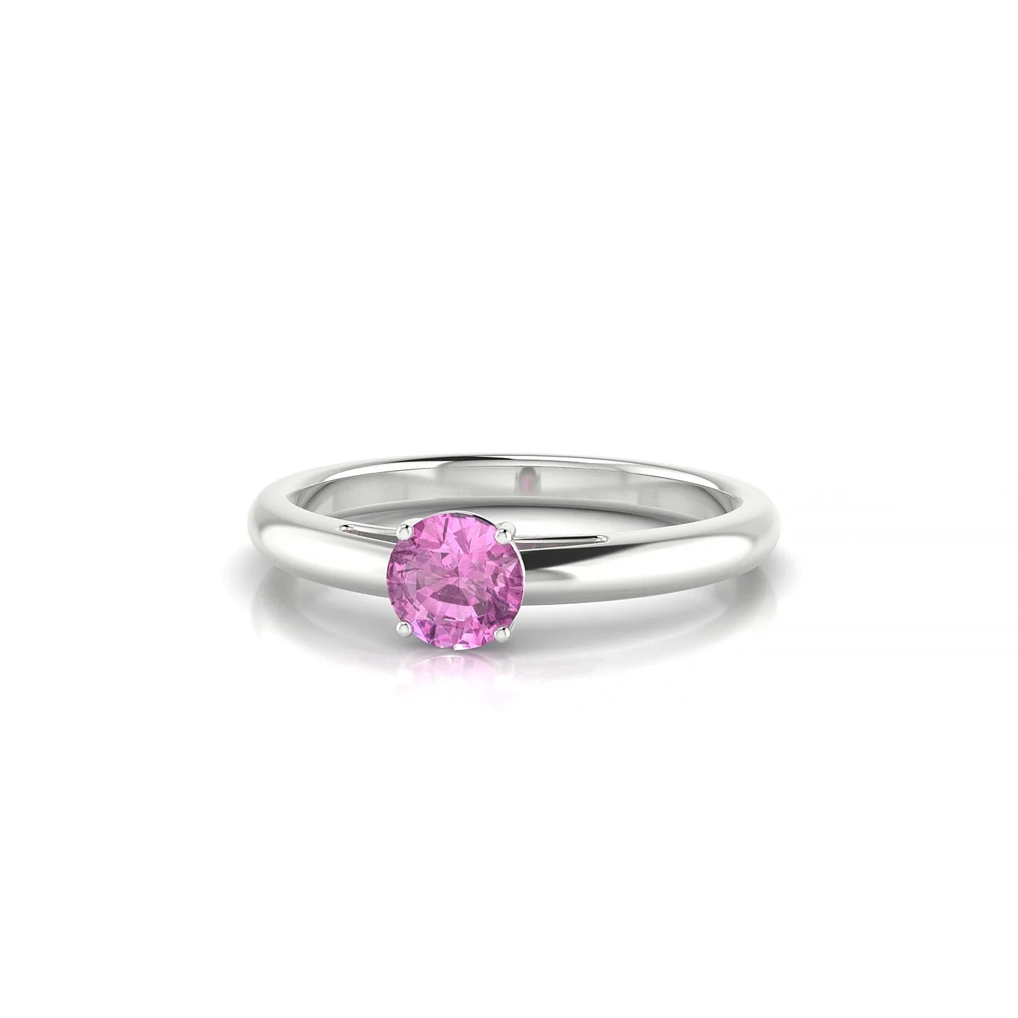 Treasure | 18k White Gold 4.5 mm Round Pink Sapphire Ring