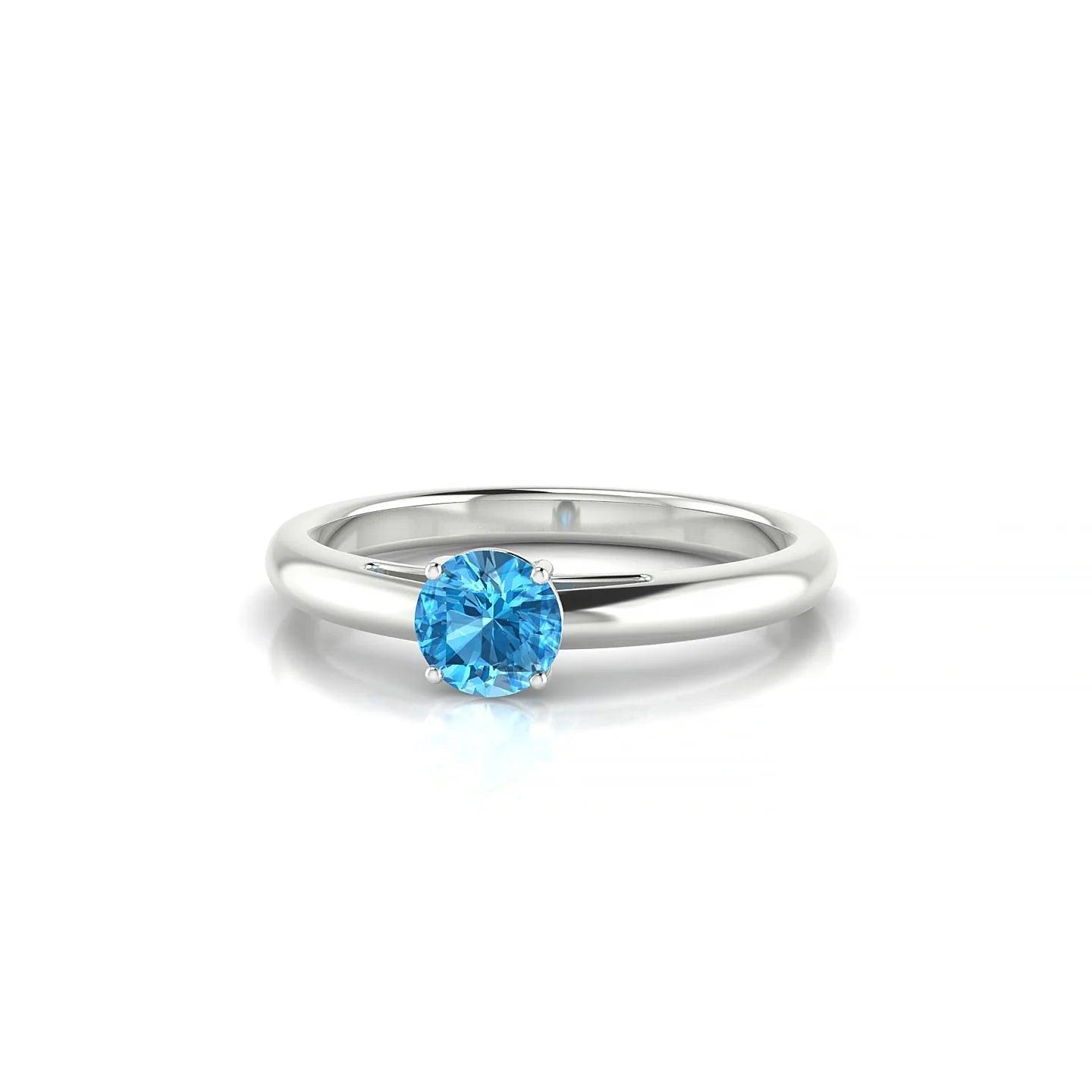 Treasure | 18k White Gold 4.5 mm Round Topaz Ring