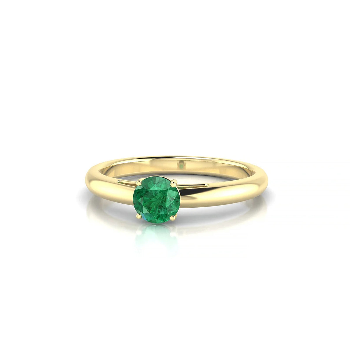 Treasure | 18k Yellow Gold 4.5 mm Round Emerald Ring