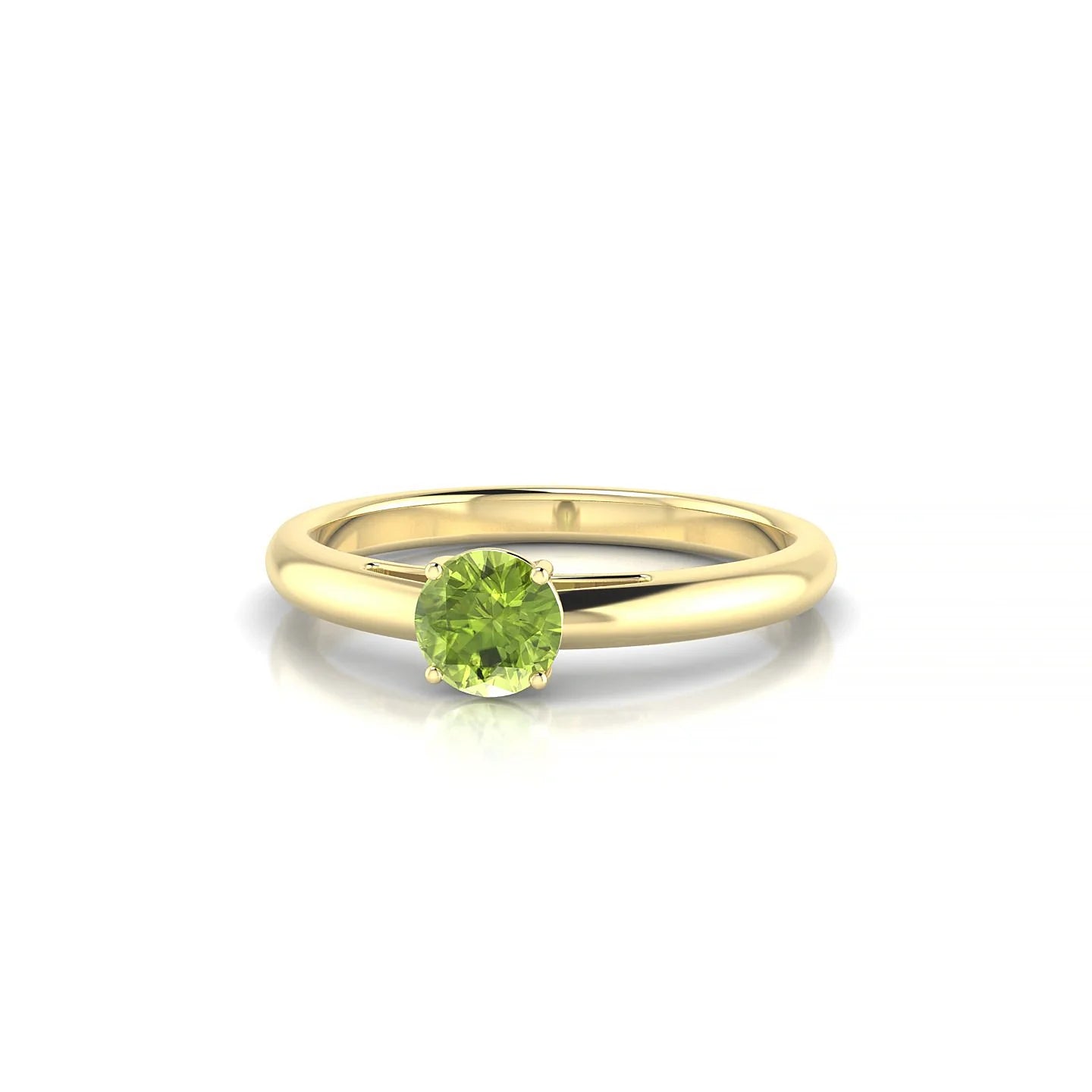 Treasure | 18k Yellow Gold 4.5 mm Round Peridot Ring