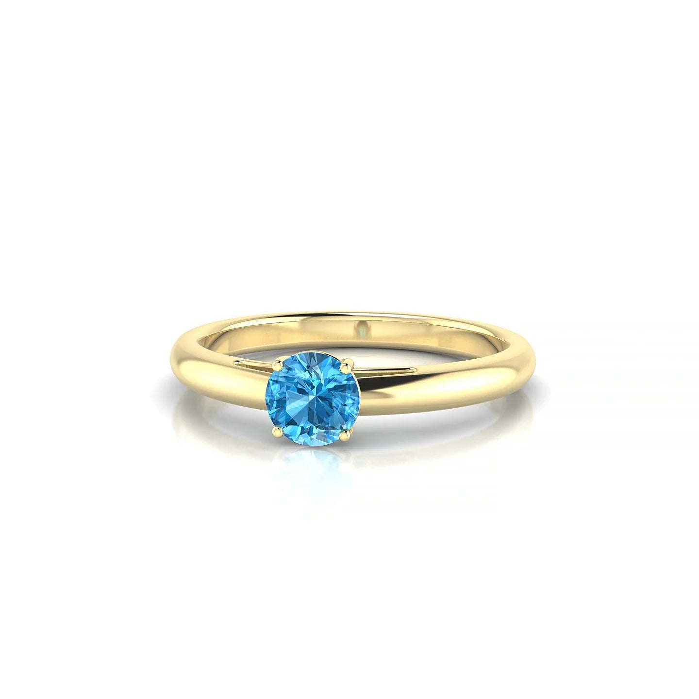 Treasure | 18k Yellow Gold 4.5 mm Round Topaz Ring