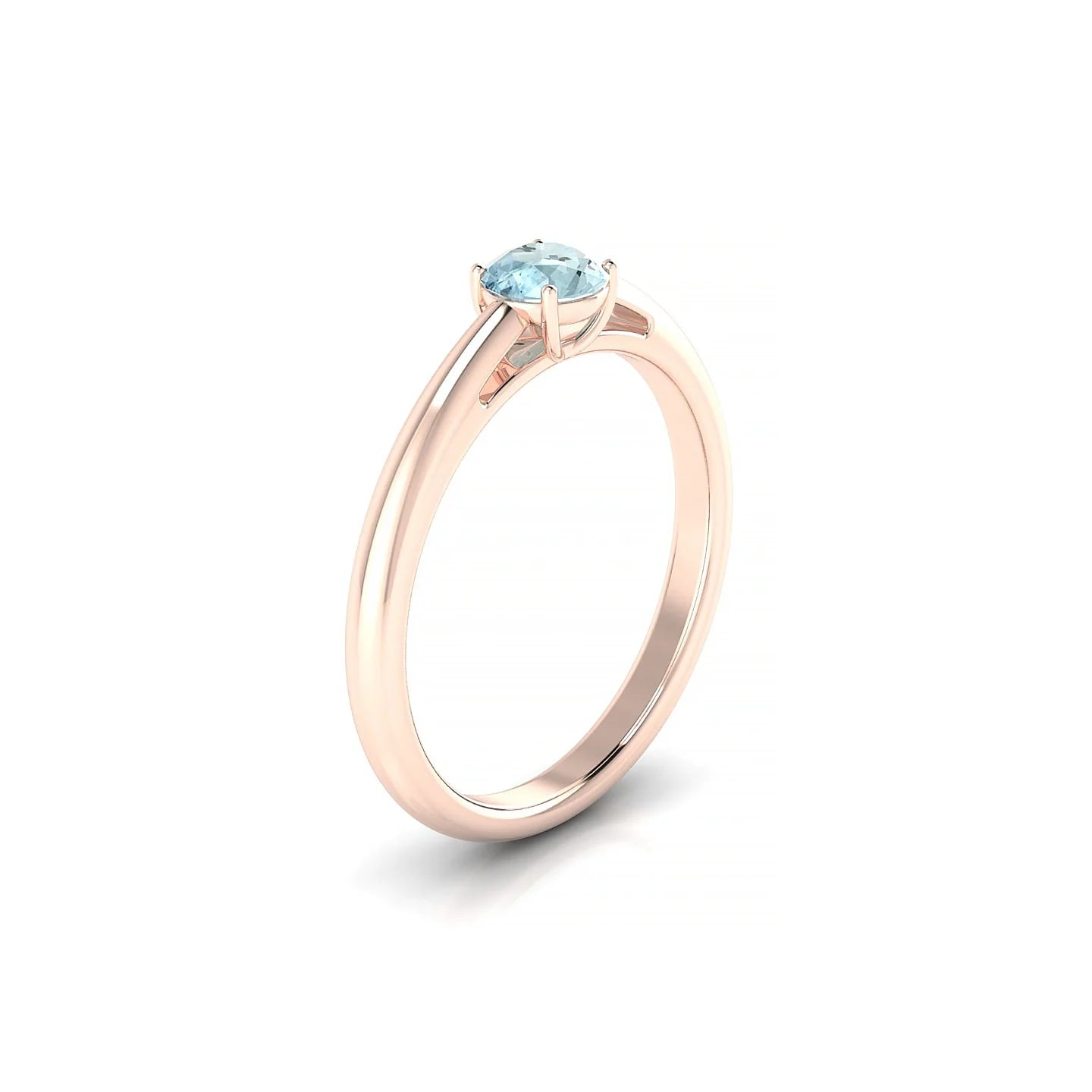 Treasure | 18k Rose Gold 4.5 mm Round Aquamarine Ring