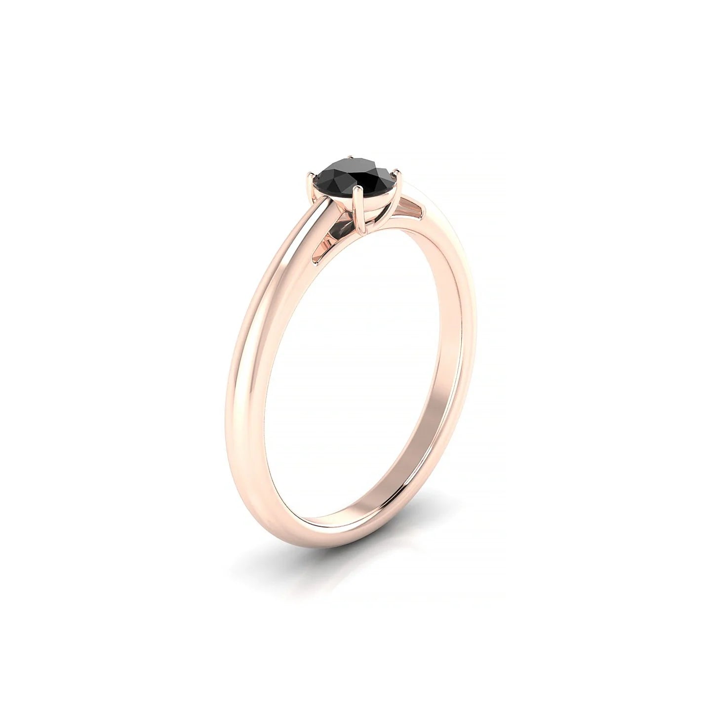 Treasure | 18k Rose Gold 4.5 mm Round Black Diamond Ring