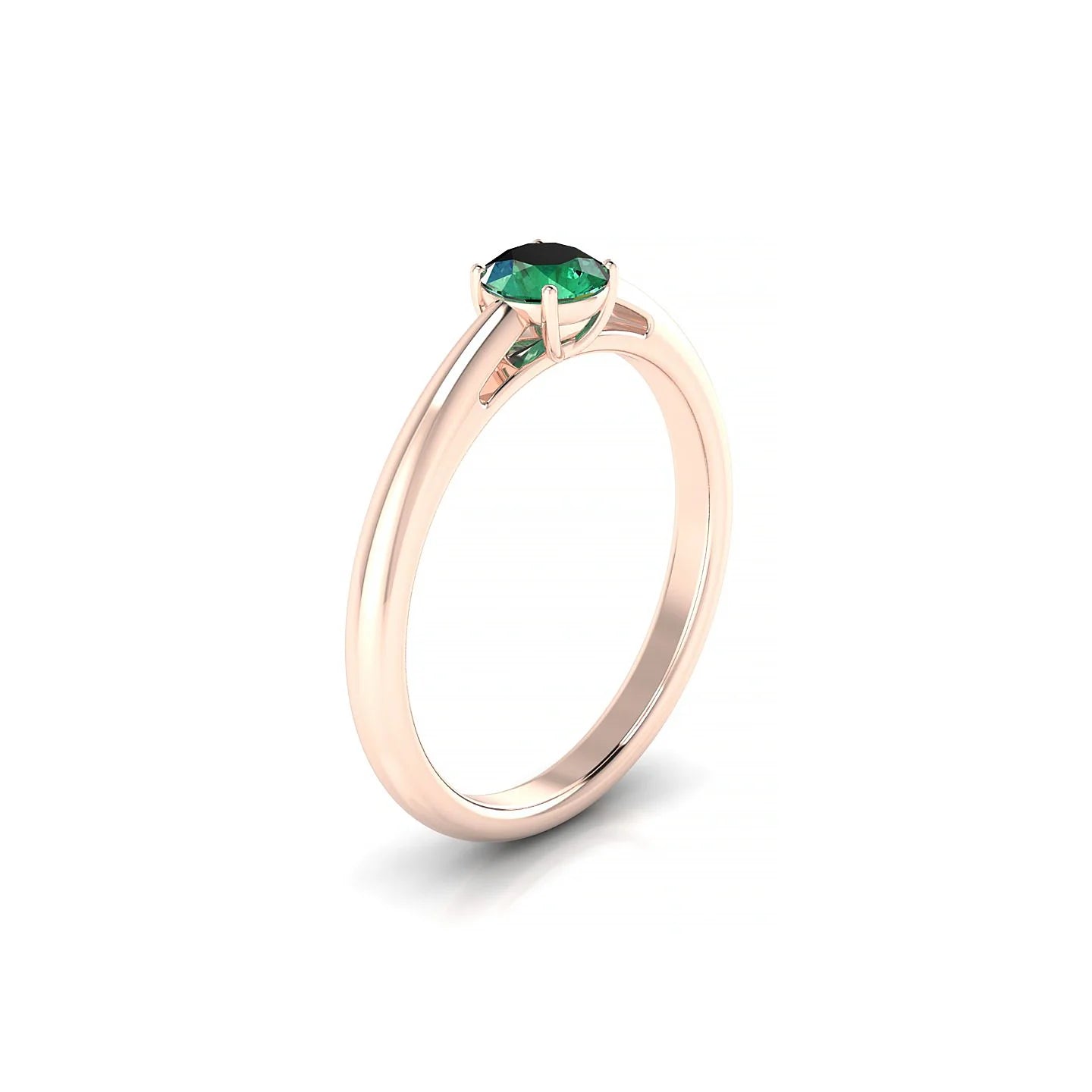 Treasure | 18k Rose Gold 4.5 mm Round Emerald Ring