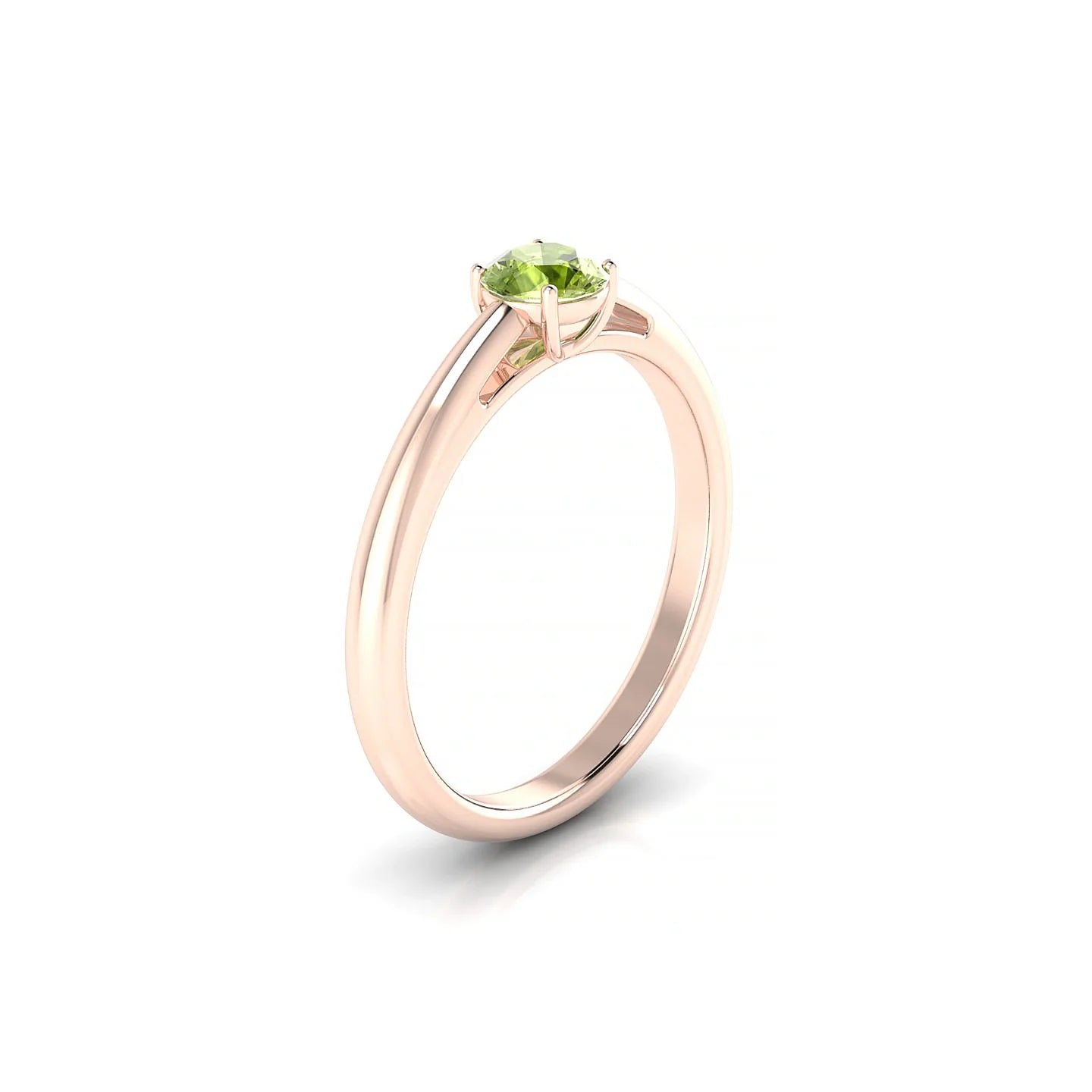 Treasure | 18k Rose Gold 4.5 mm Round Peridot Ring
