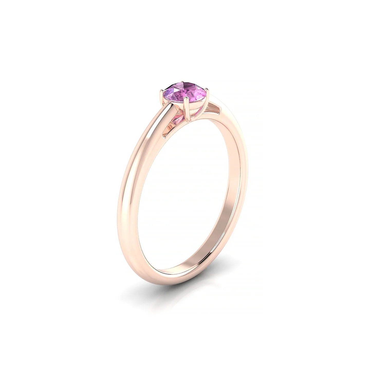 Treasure | 18k Rose Gold 4.5 mm Round Pink Sapphire Ring