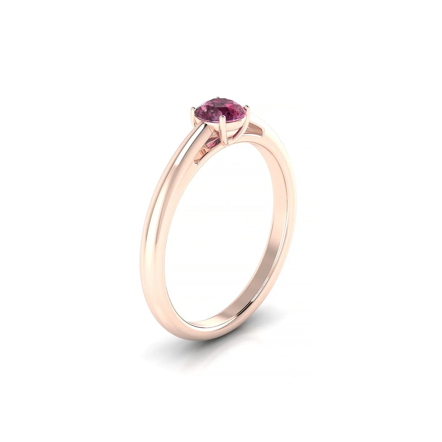 Treasure | 18k Rose Gold 4.5 mm Round Rhodolite Ring