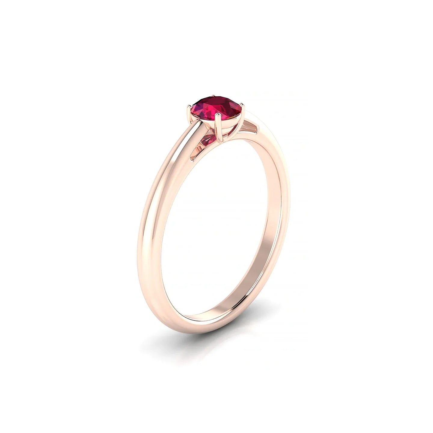Treasure | 18k Rose Gold 4.5 mm Round Ruby Ring