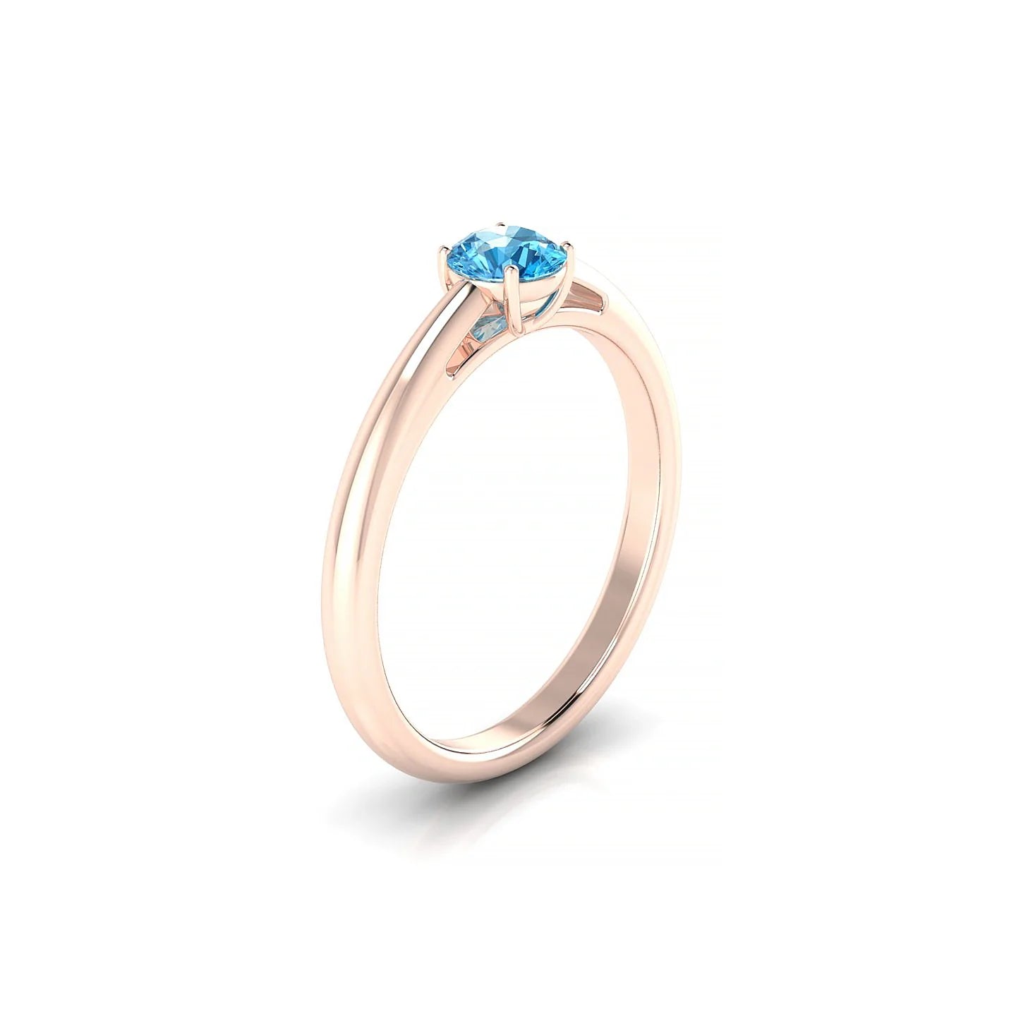 Treasure | 18k Rose Gold 4.5 mm Round Topaz Ring