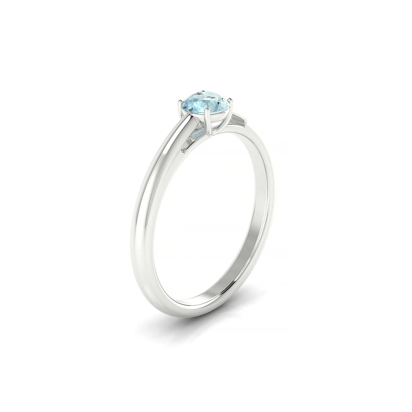 Treasure | 18k White Gold 4.5 mm Round Aquamarine Ring