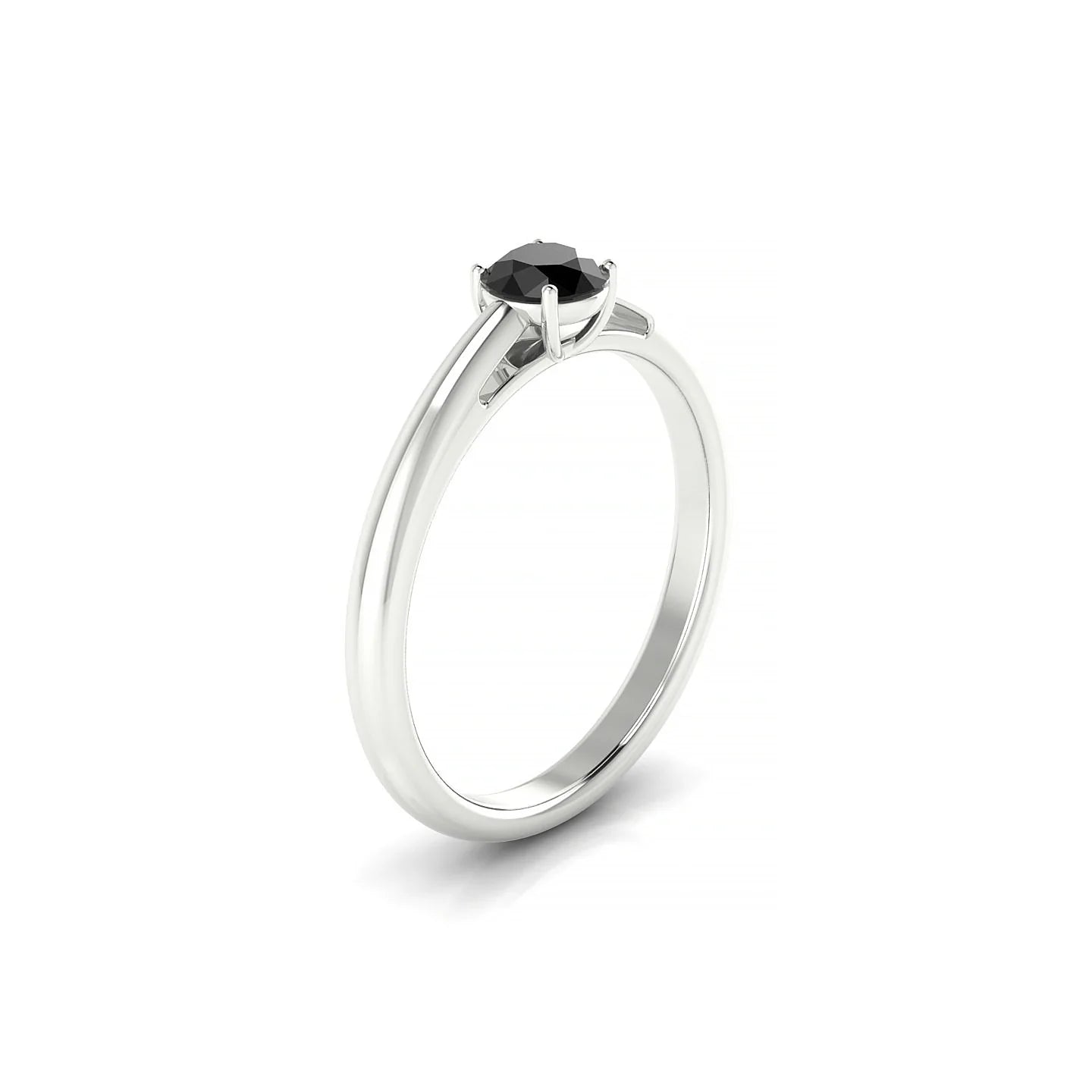 Treasure | 18k White Gold 4.5 mm Round Black Diamond Ring