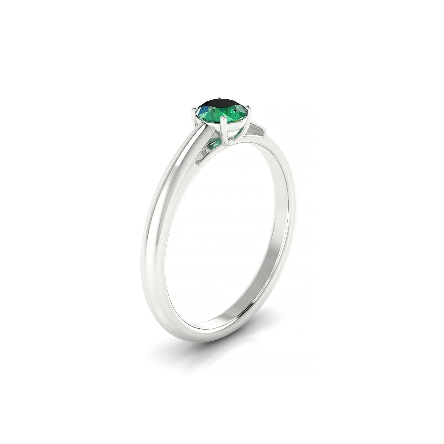 Treasure | 18k White Gold 4.5 mm Round Emerald Ring