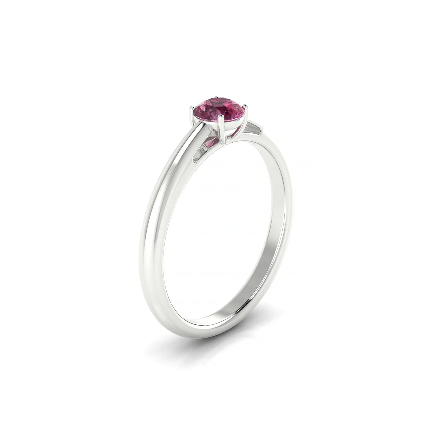 Treasure | 18k White Gold 4.5 mm Round Rhodolite Ring