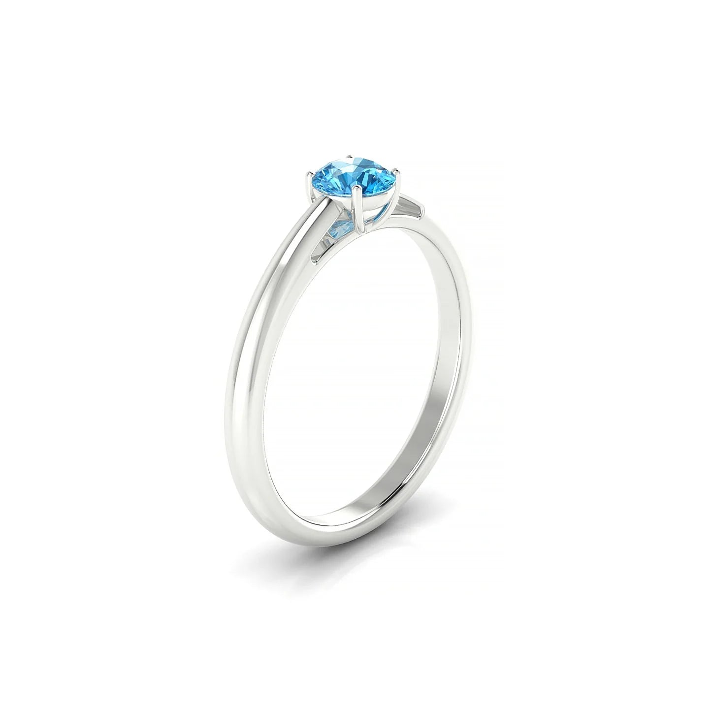 Treasure | 18k White Gold 4.5 mm Round Topaz Ring