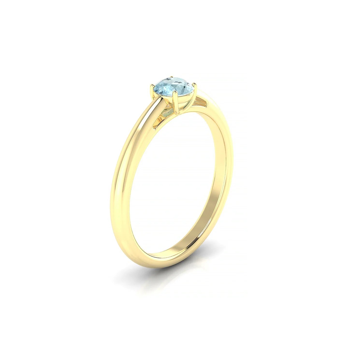 Treasure | 18k Yellow Gold 4.5 mm Round Aquamarine Ring