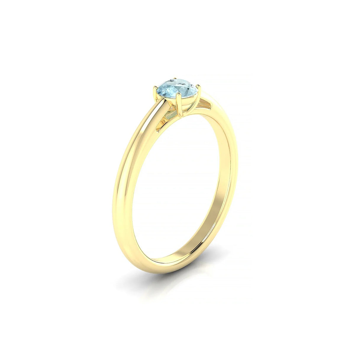 Treasure | 18k Yellow Gold 4.5 mm Round Aquamarine Ring