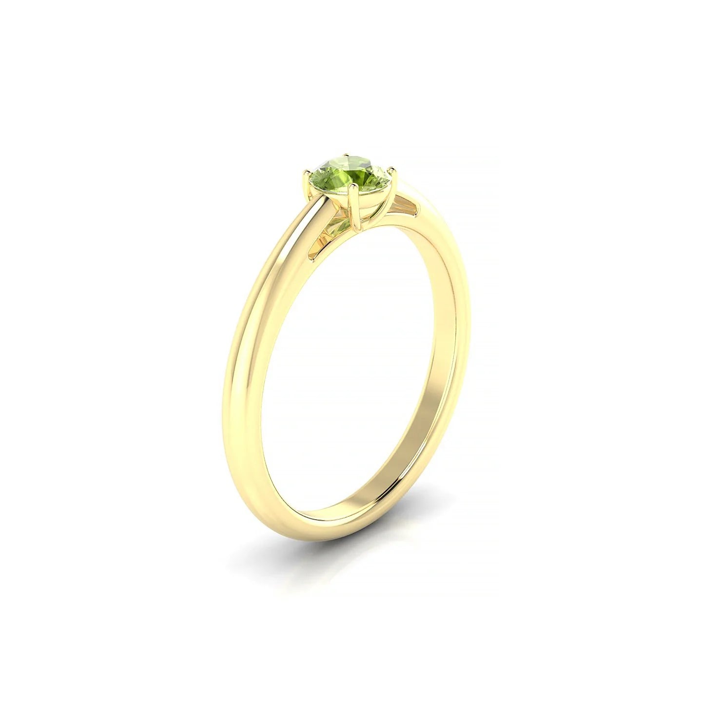 Treasure | 18k Yellow Gold 4.5 mm Round Peridot Ring