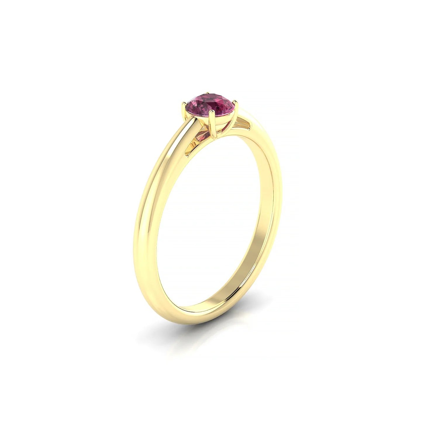 Treasure | 18k Yellow Gold 4.5 mm Round Rhodolite Ring