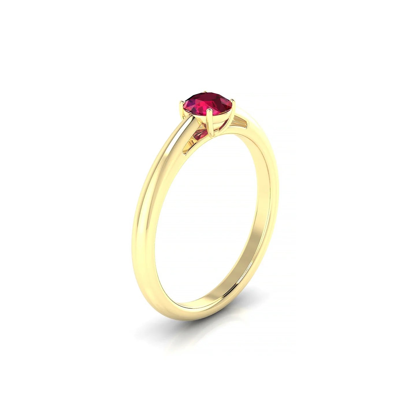 Treasure | 18k Yellow Gold 4.5 mm Round Ruby Ring