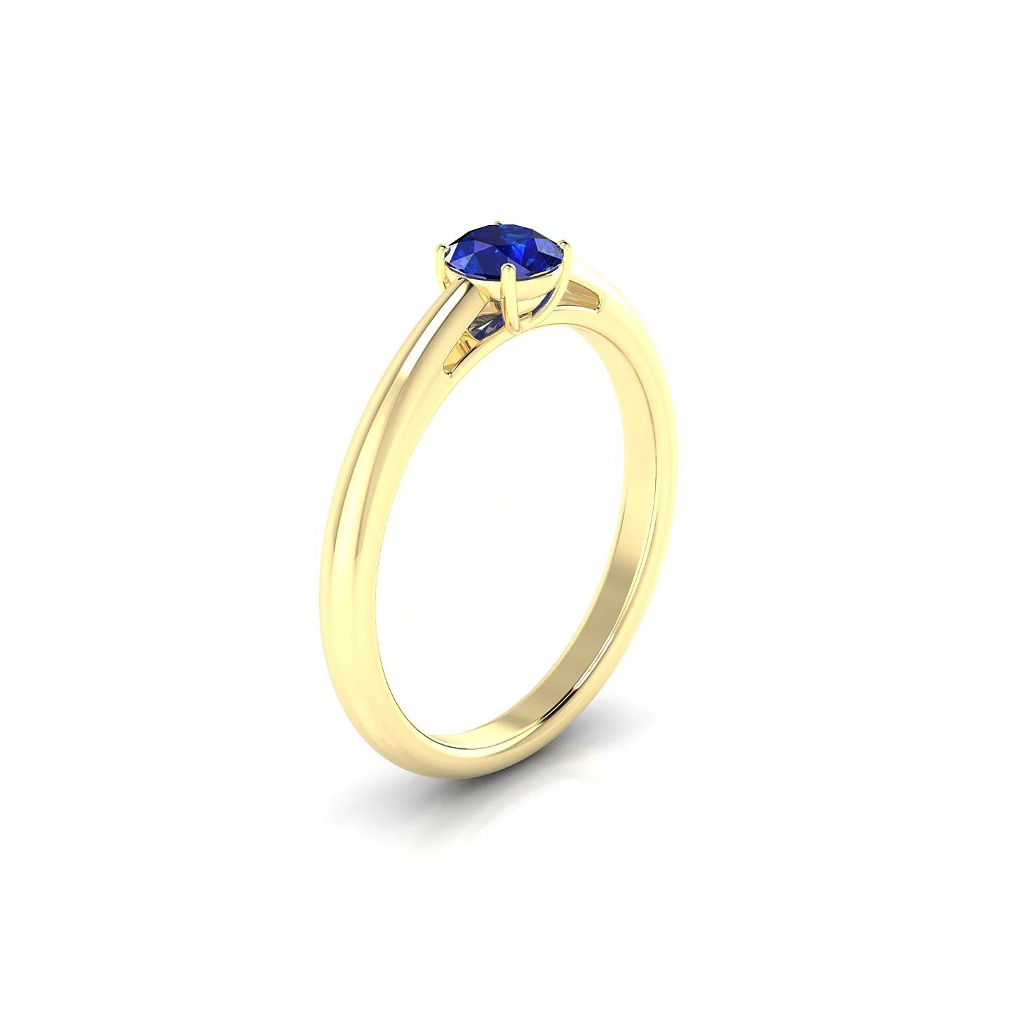 Treasure | 18k Yellow Gold 4.5 mm Round Sapphire Ring