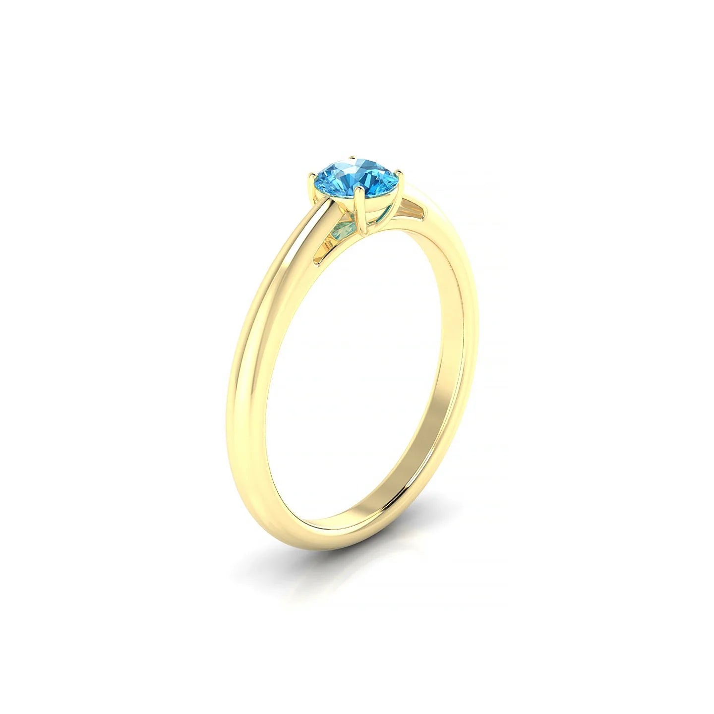 Treasure | 18k Yellow Gold 4.5 mm Round Topaz Ring