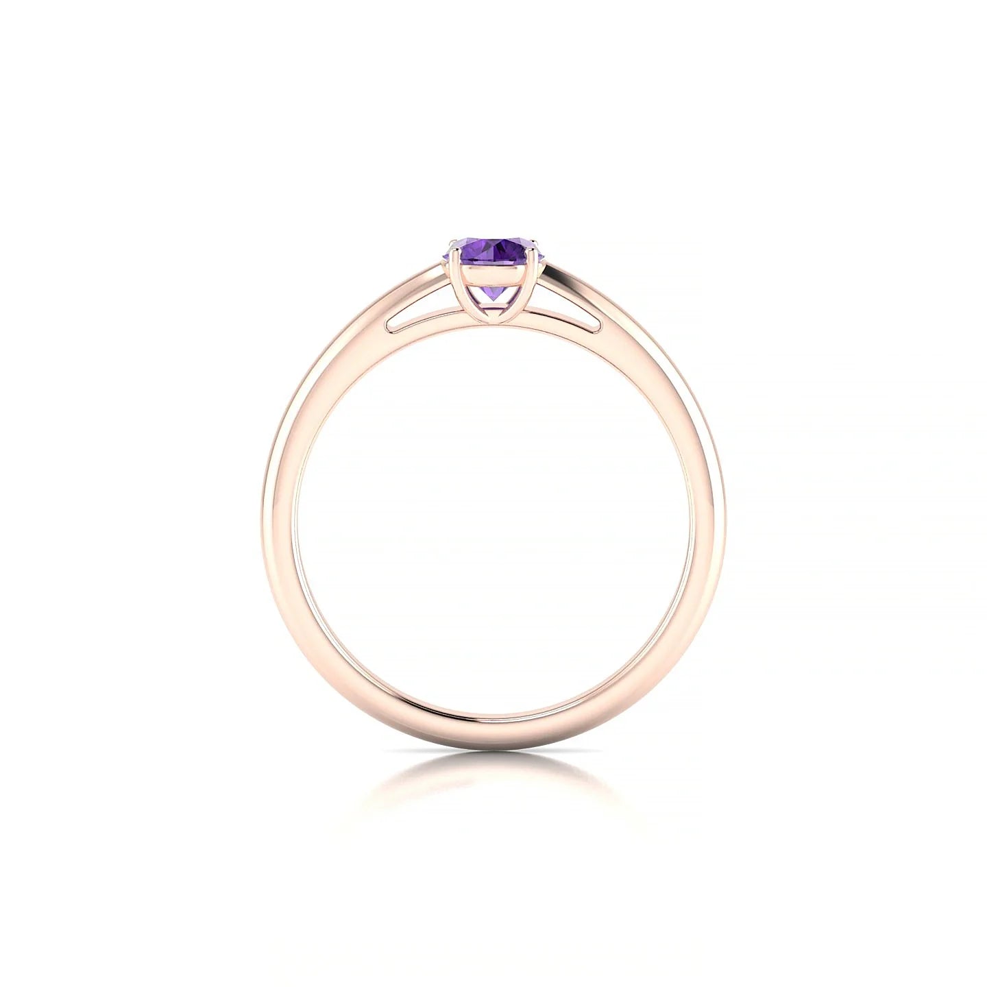 Treasure | 18k Rose Gold 4.5 mm Round Amethyst Ring
