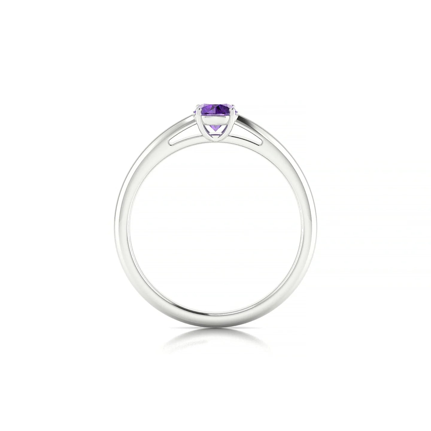 Treasure | 18k White Gold 4.5 mm Round Amethyst Ring