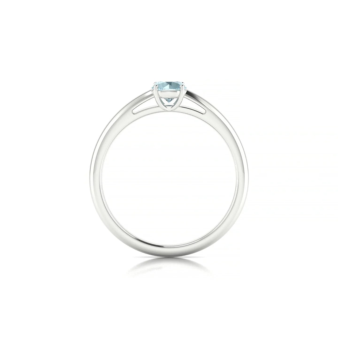 Treasure | 18k White Gold 4.5 mm Round Aquamarine Ring