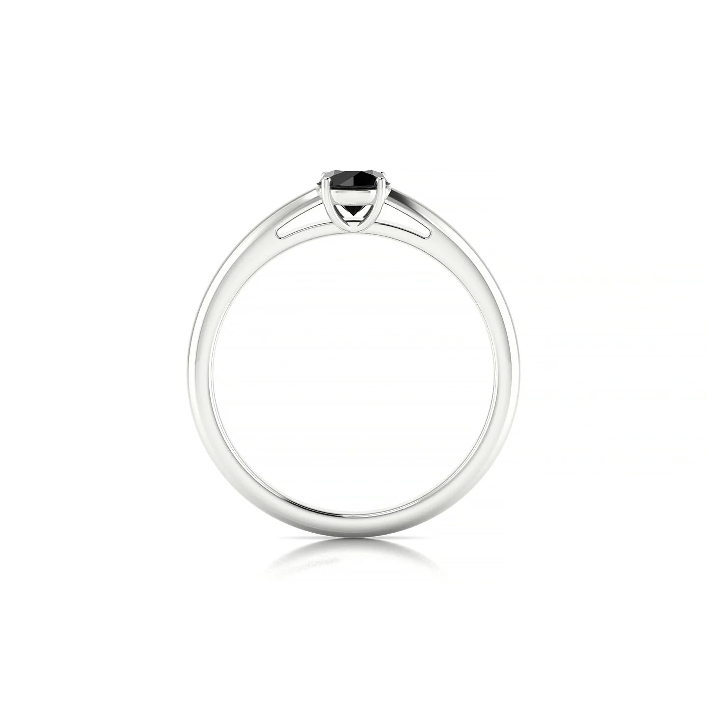 Treasure | 18k White Gold 4.5 mm Round Black Diamond Ring