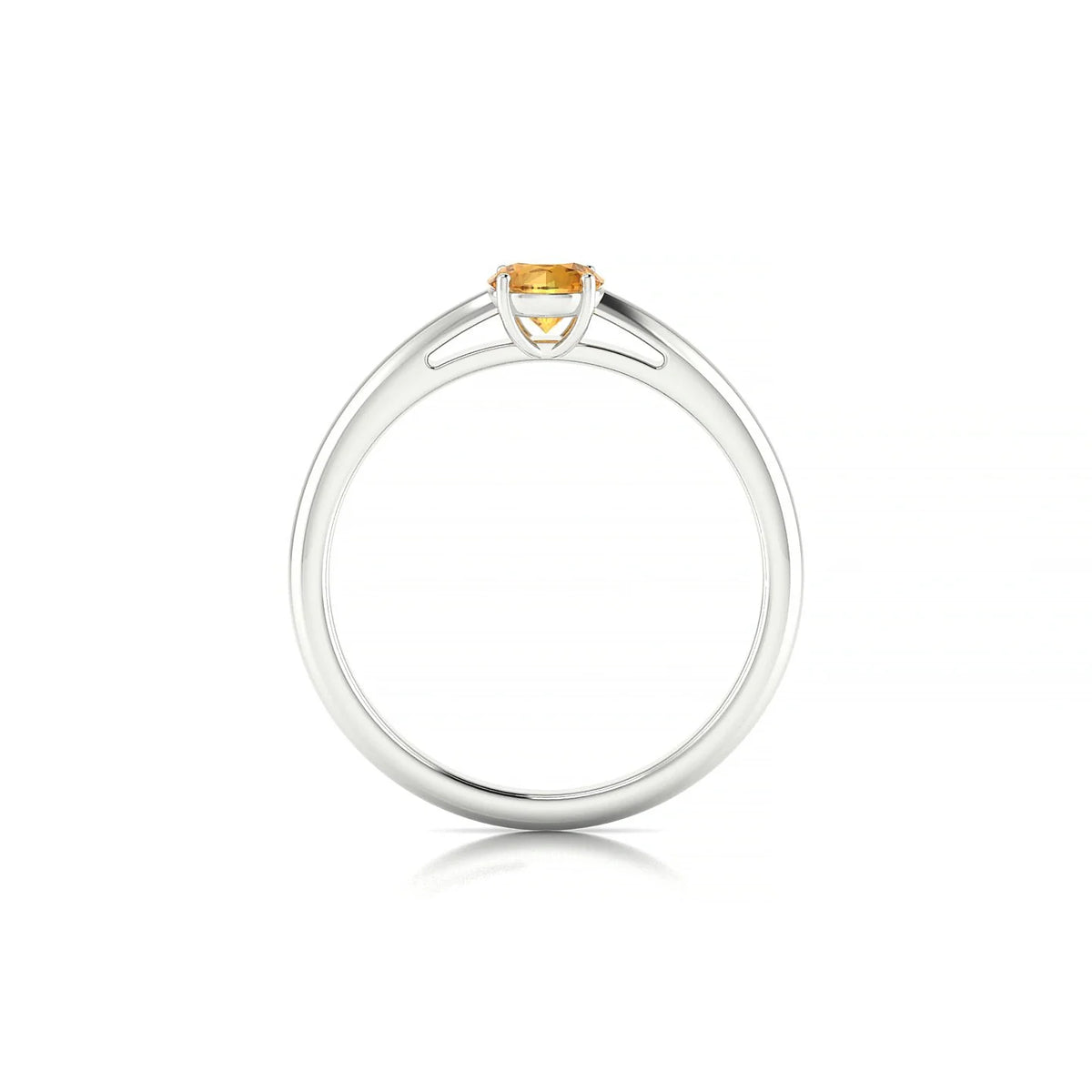 Treasure | 18k White Gold 4.5 mm Round Citrine Ring