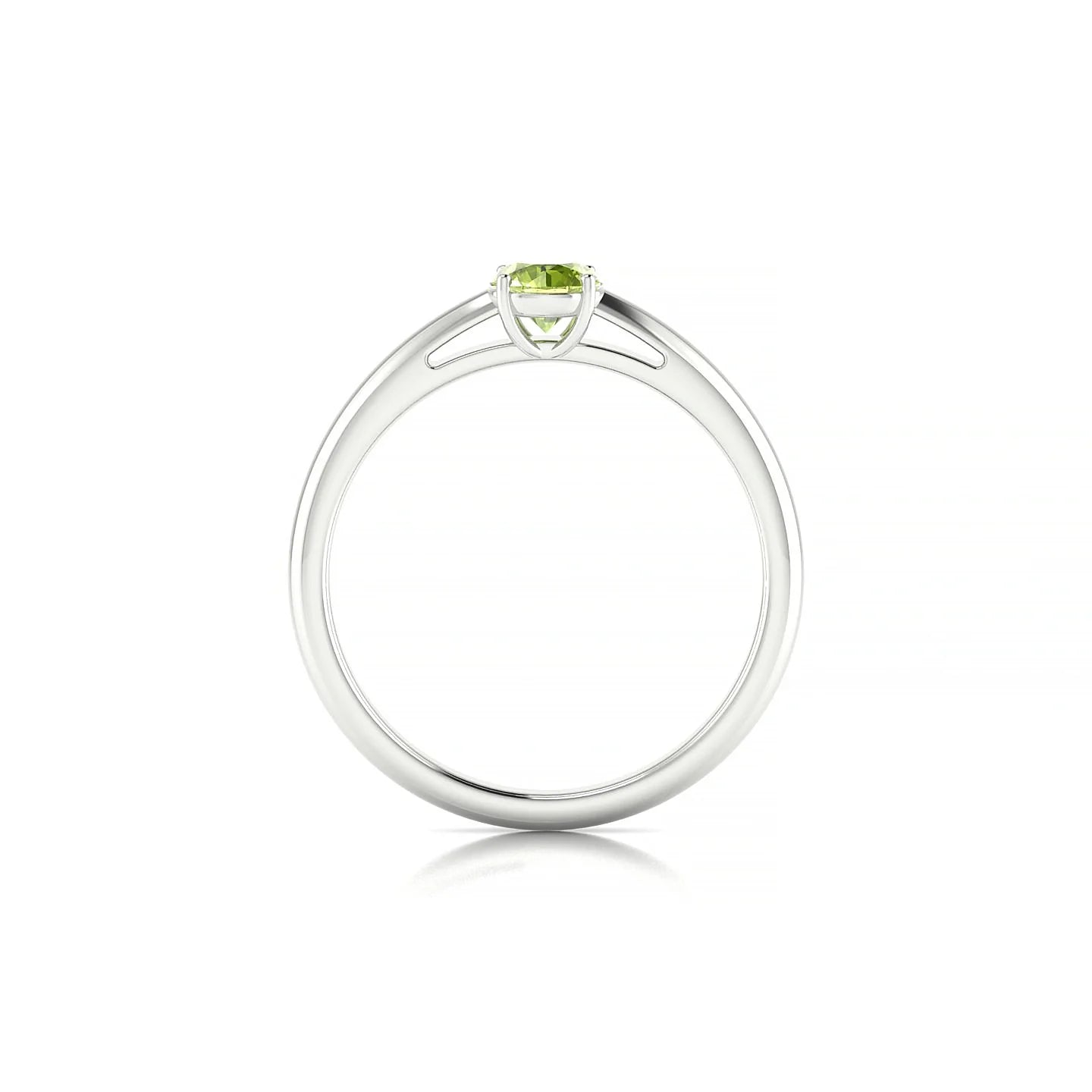 Treasure | 18k White Gold 4.5 mm Round Peridot Ring