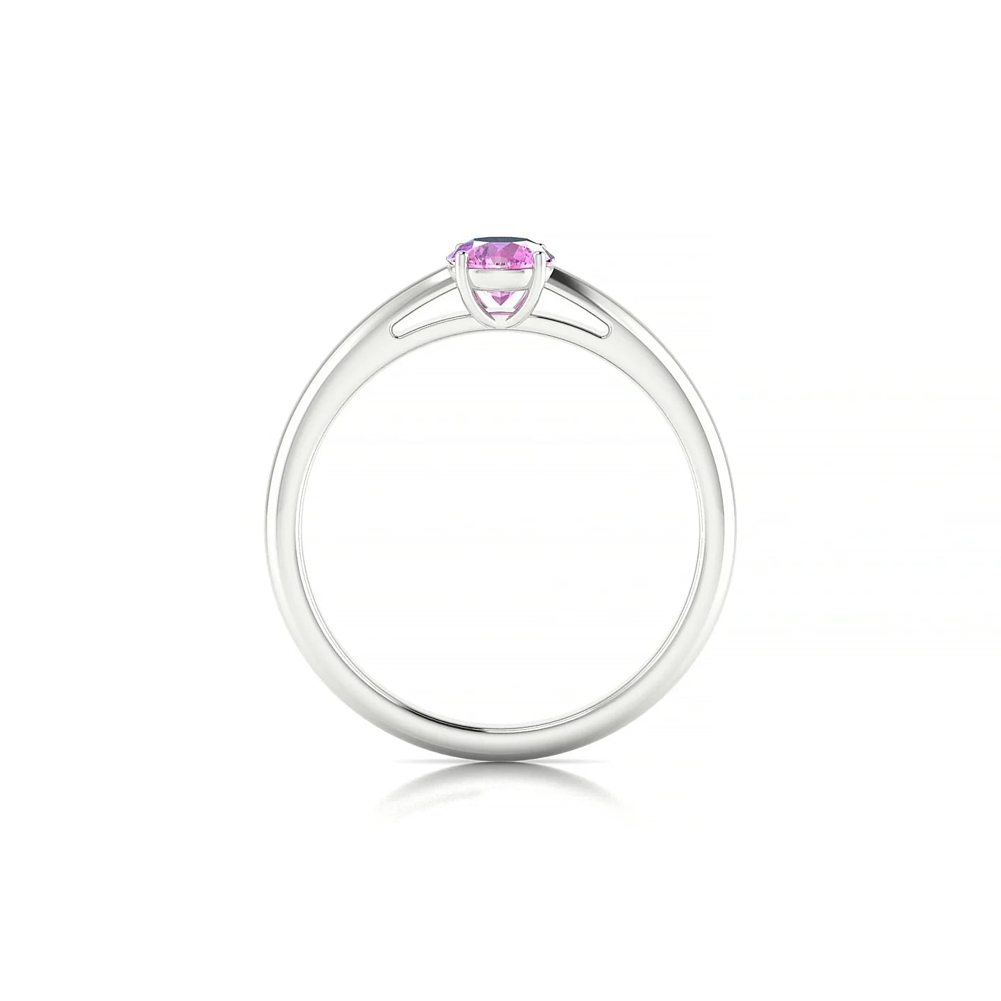 Treasure | 18k White Gold 4.5 mm Round Pink Sapphire Ring