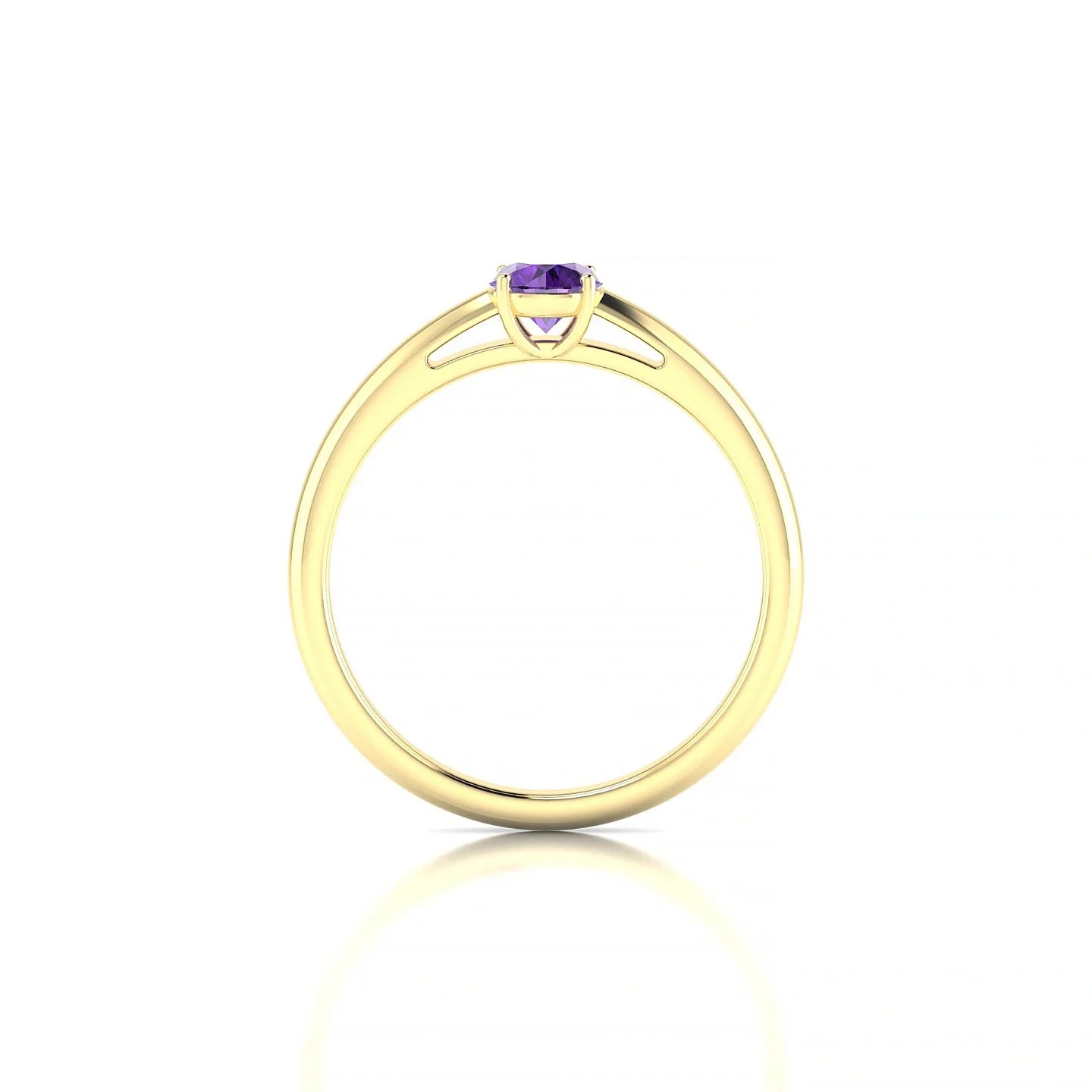 Treasure | 18k Yellow Gold 4.5 mm Round Amethyst Ring