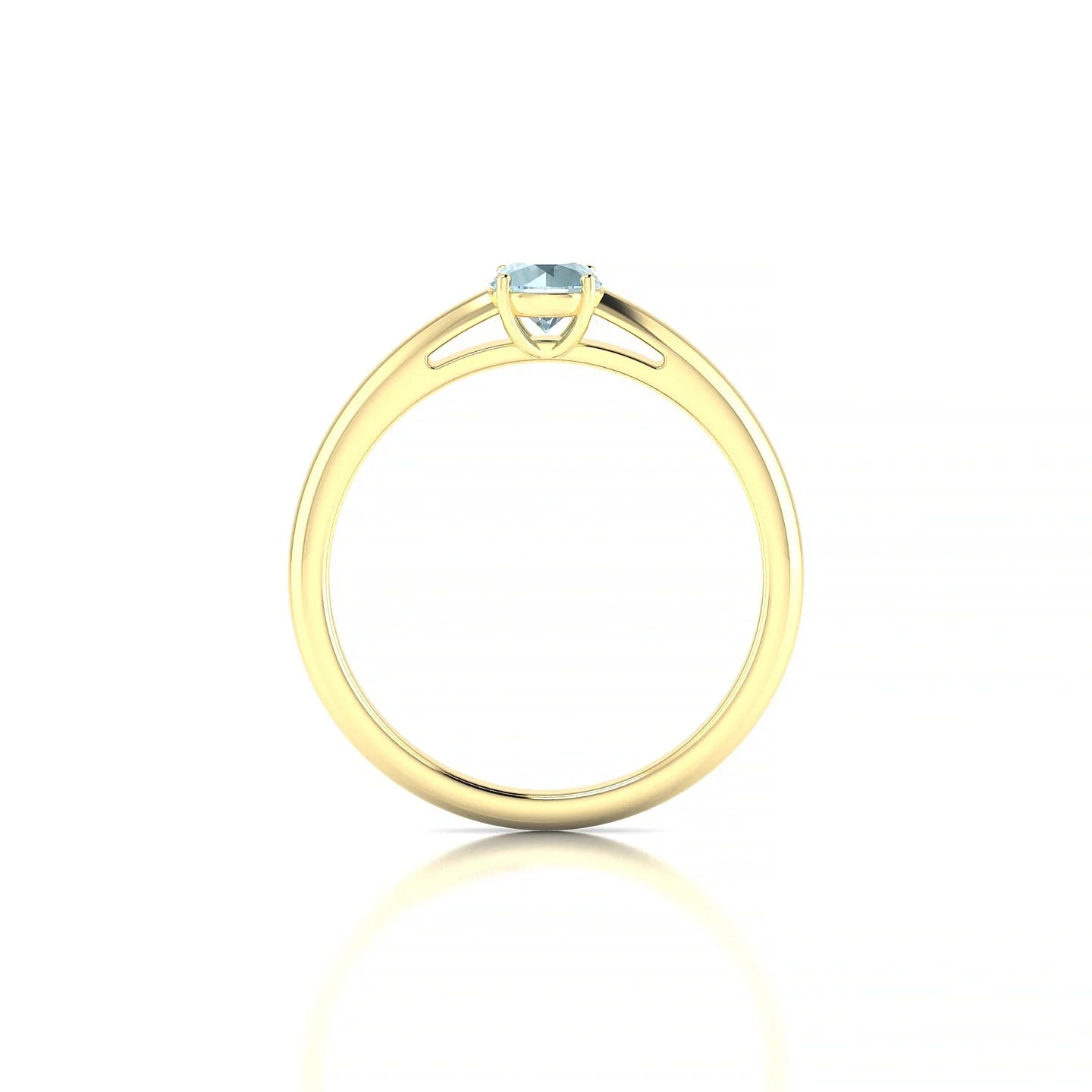 Treasure | 18k Yellow Gold 4.5 mm Round Aquamarine Ring