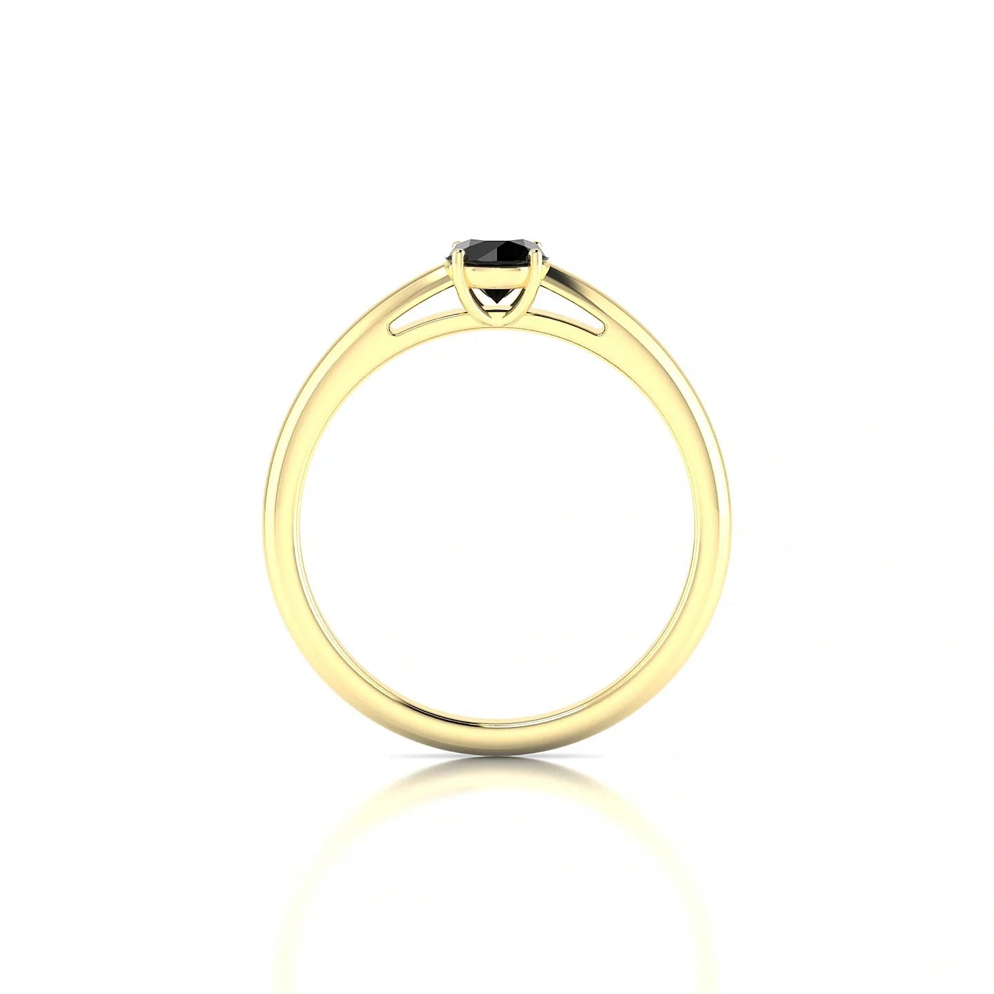 Treasure | 18k Yellow Gold 4.5 mm Round Black Diamond Ring