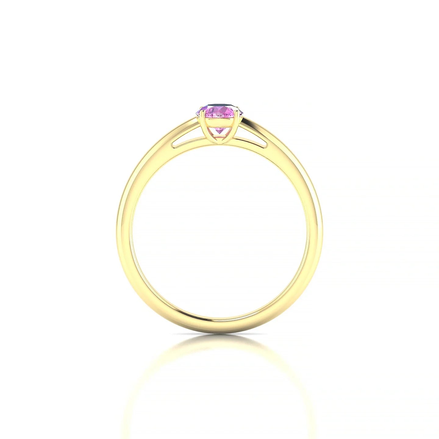 Treasure | 18k Yellow Gold 4.5 mm Round Pink Sapphire Ring