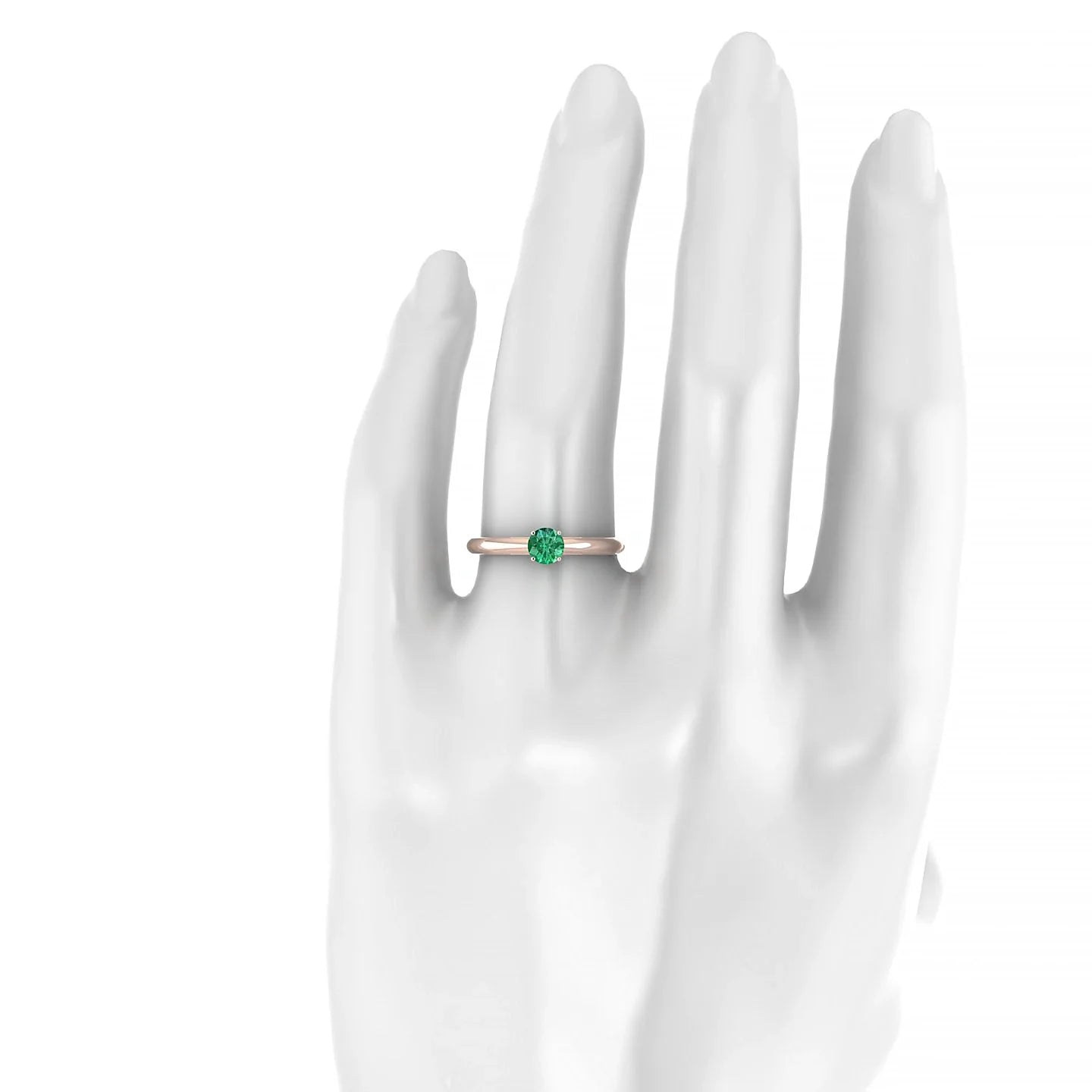 Treasure | 18k Rose Gold 4.5 mm Round Emerald Ring