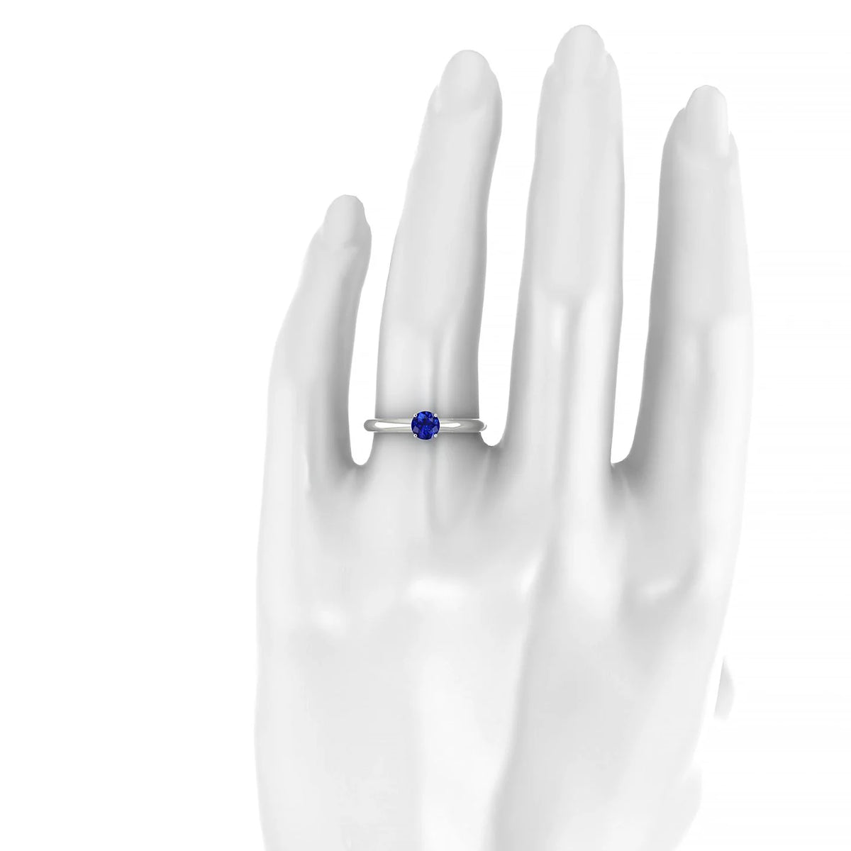 Treasure | 18k White Gold 4.5 mm Round Sapphire Ring