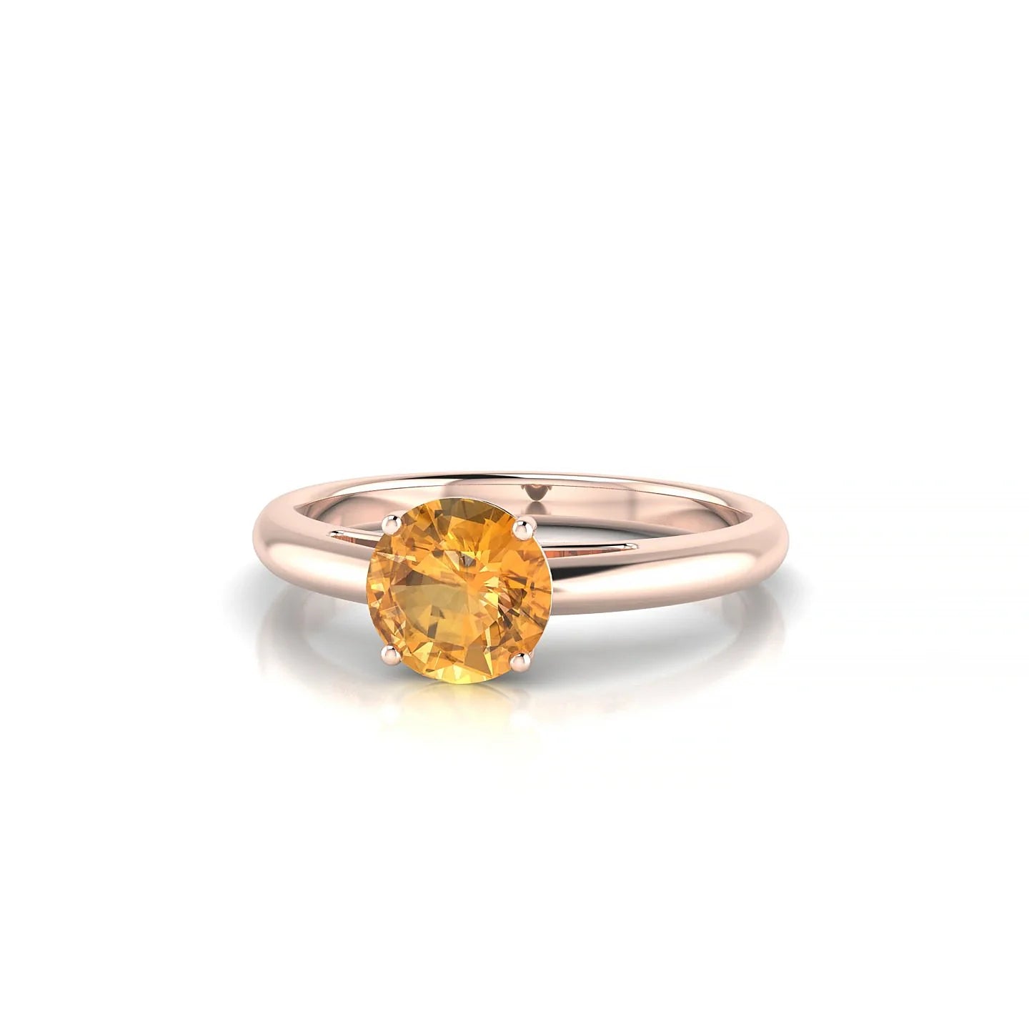 Treasure | 18k Rose Gold 6 mm Round Citrine Ring
