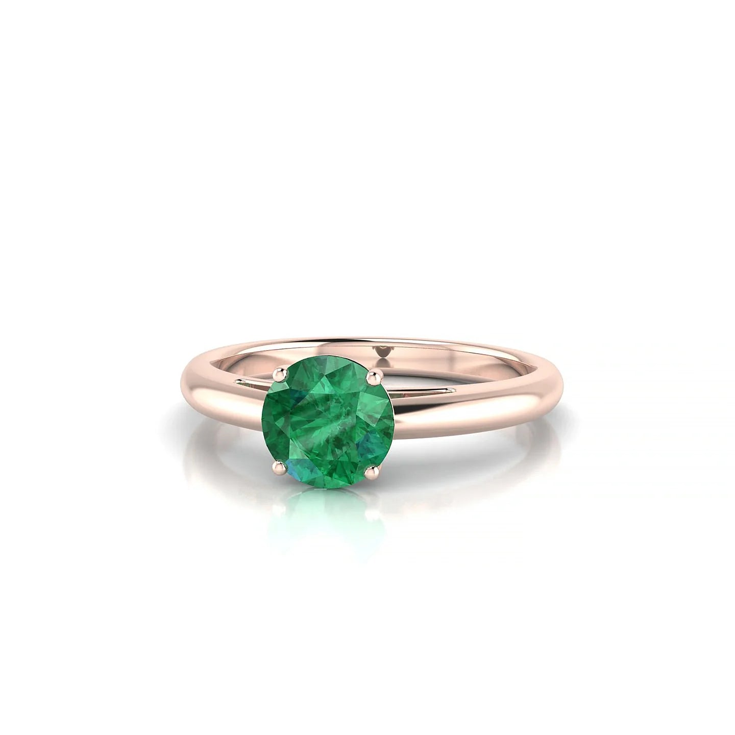 Treasure | 18k Rose Gold 6 mm Round Emerald Ring