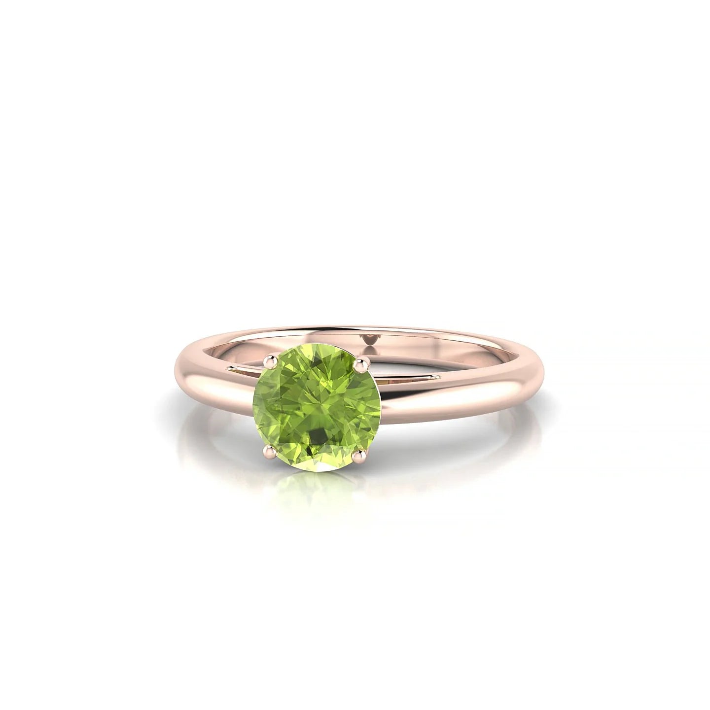 Treasure | 18k Rose Gold 6 mm Round Peridot Ring