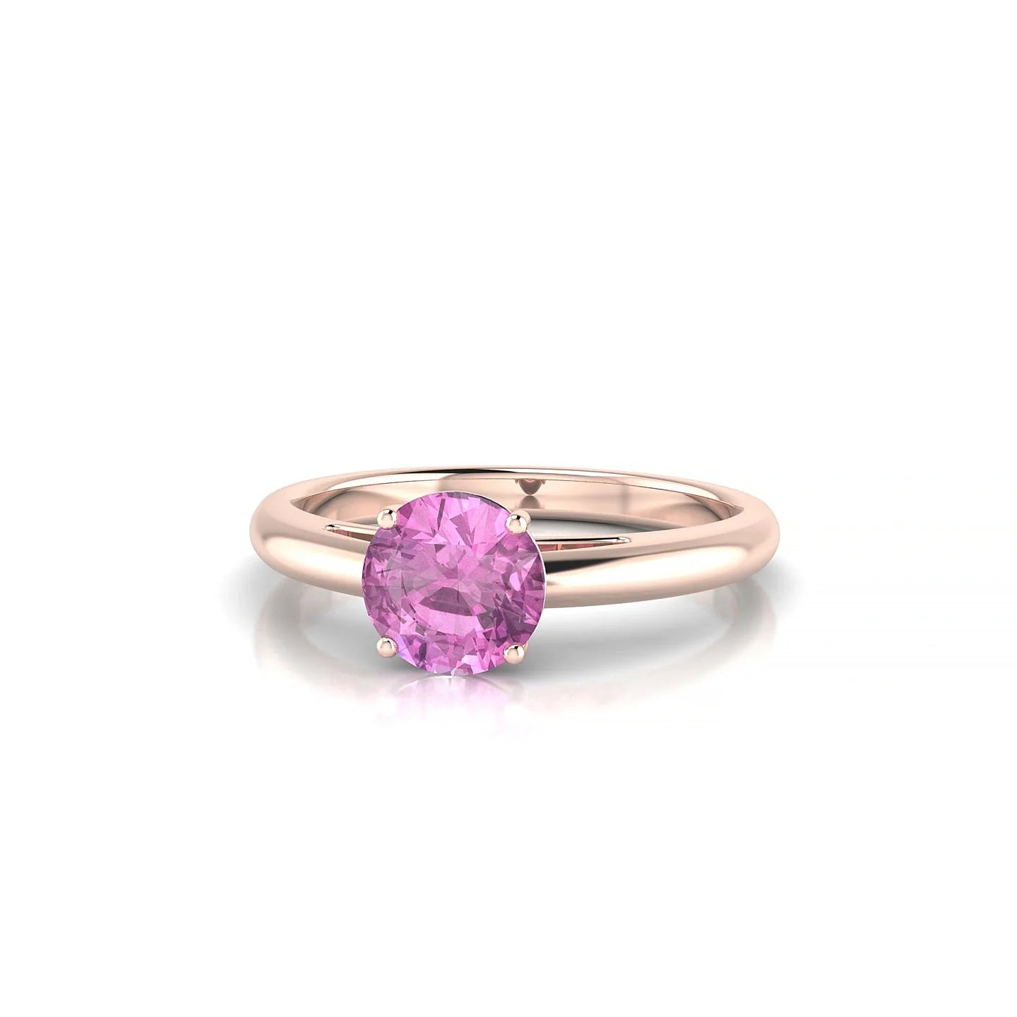 Treasure | 18k Rose Gold 6 mm Round Pink Sapphire Ring
