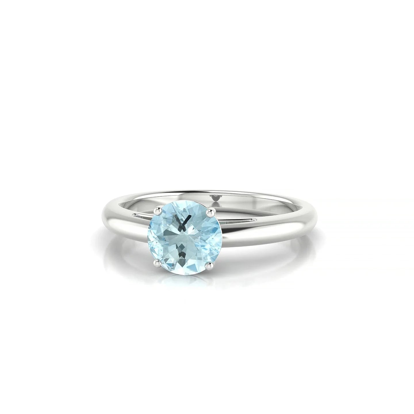 Treasure | 18k White Gold 6 mm Round Aquamarine Ring