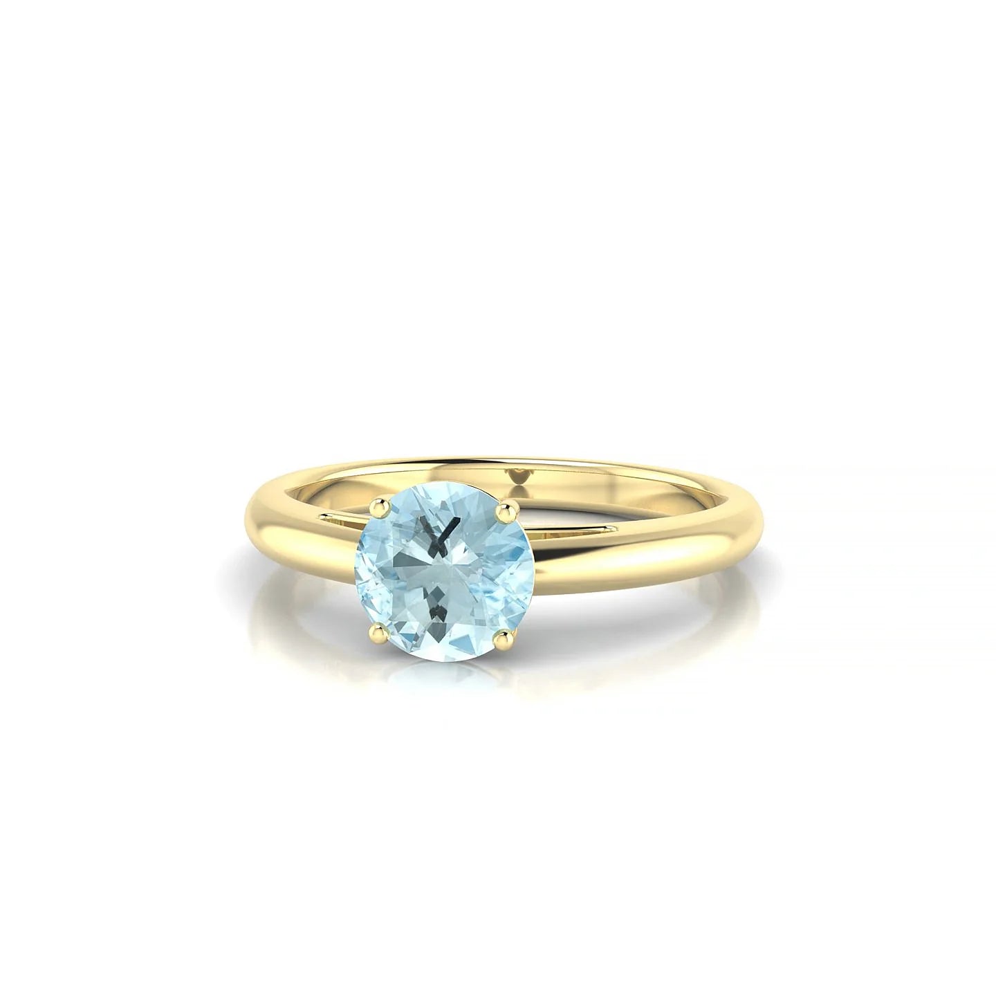 Treasure | 18k Yellow Gold 6 mm Round Aquamarine Ring