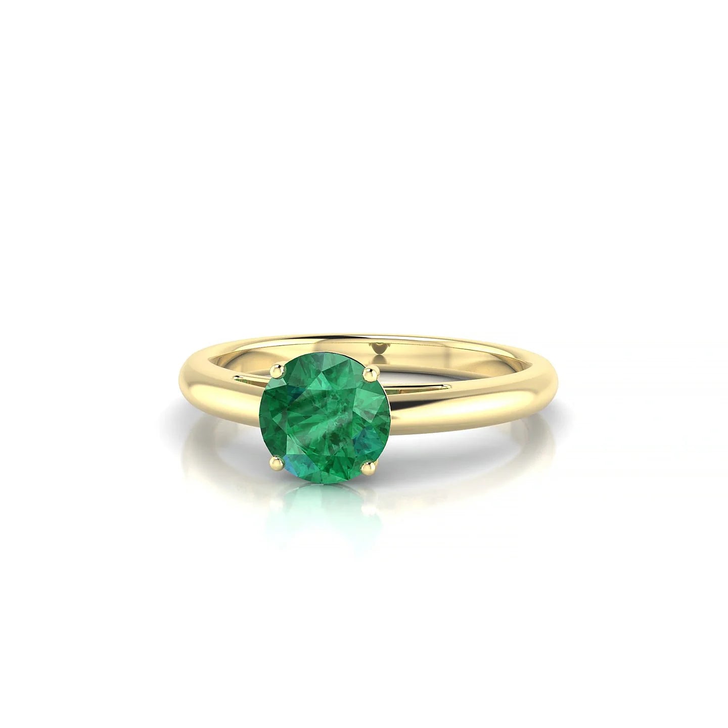 Treasure | 18k Yellow Gold 6 mm Round Emerald Ring