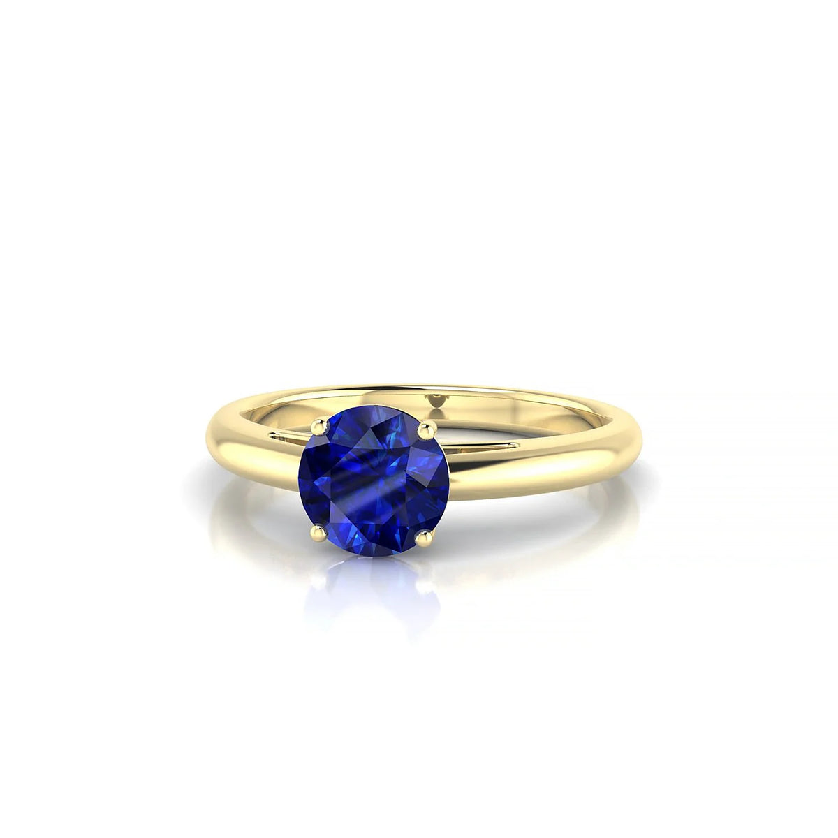 Treasure | 18k Yellow Gold 6 mm Round Sapphire Ring