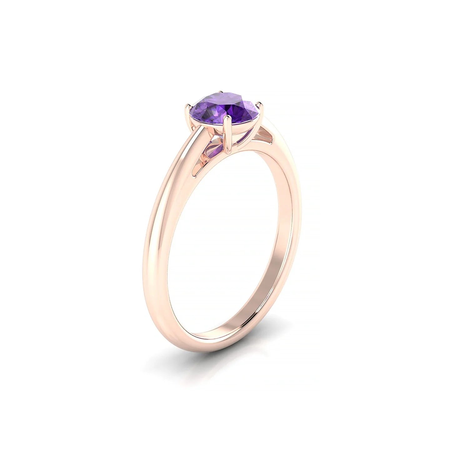 Treasure | 18k Rose Gold 6 mm Round Amethyst Ring