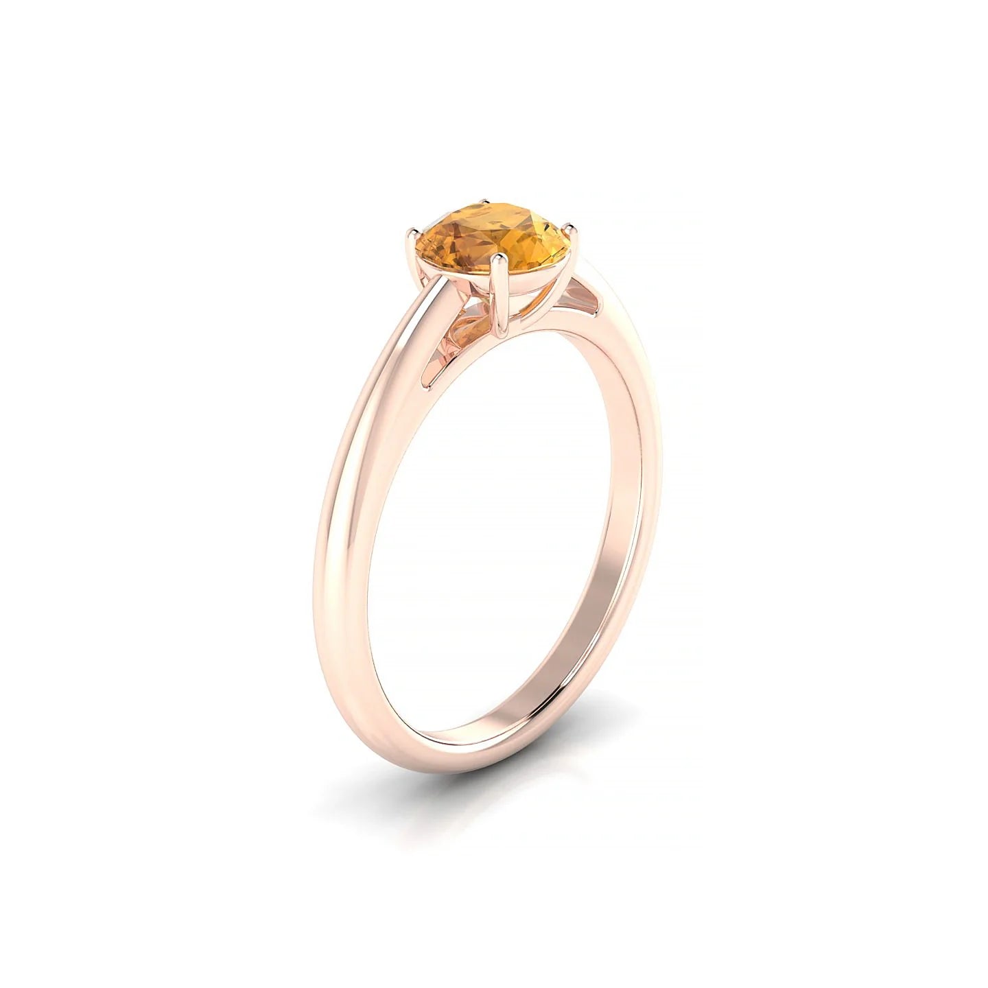 Treasure | 18k Rose Gold 6 mm Round Citrine Ring