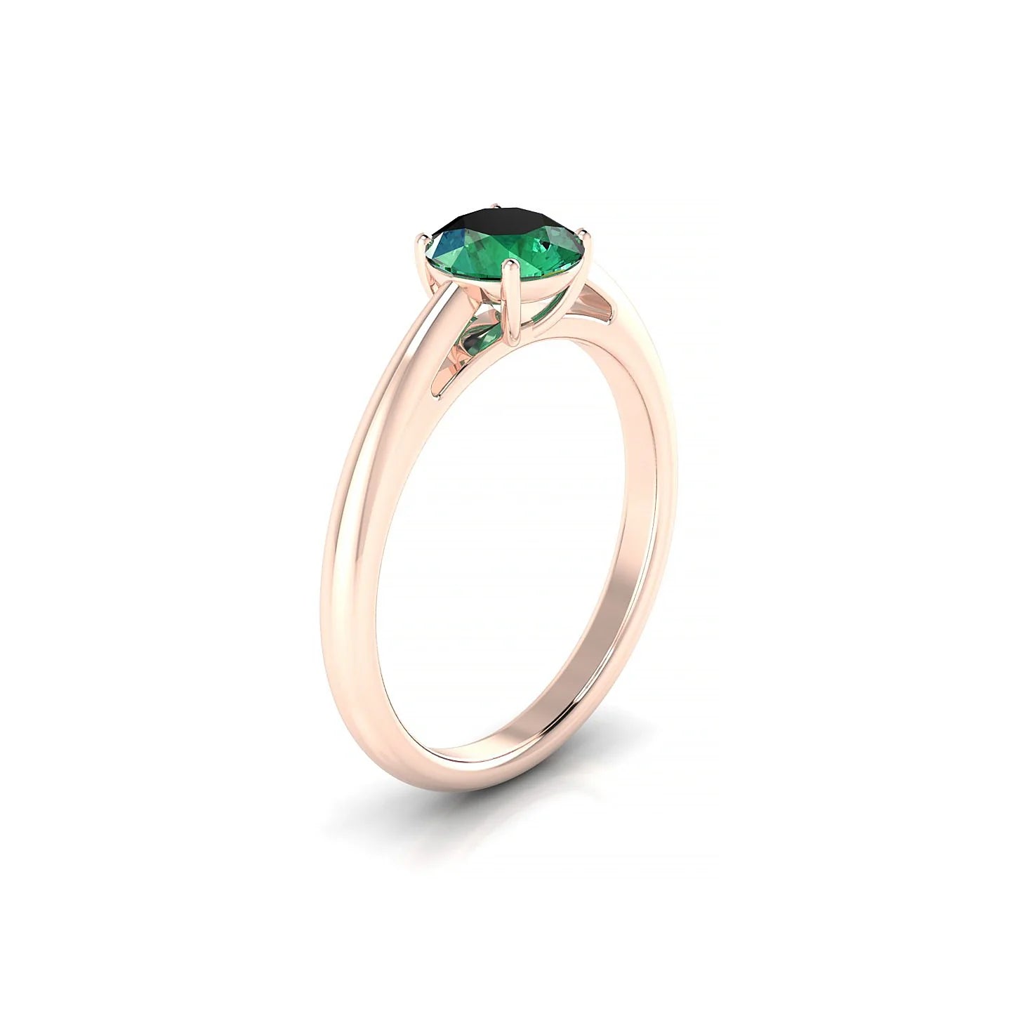 Treasure | 18k Rose Gold 6 mm Round Emerald Ring